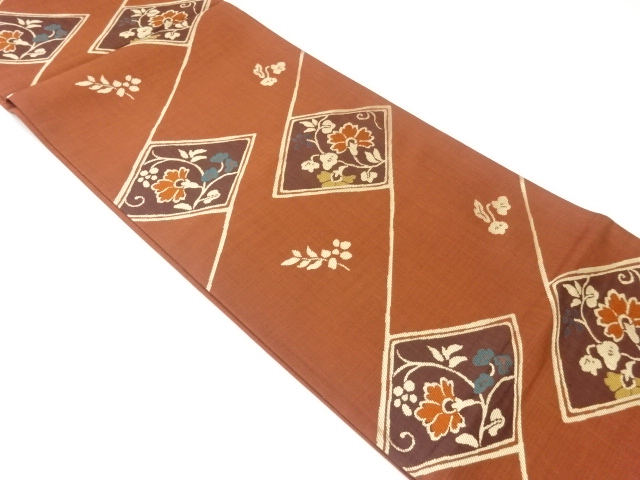 JAPANESE FUKURO OBI / RHOMBUS & FLOWER ARABESQUE / ARTIST WORK